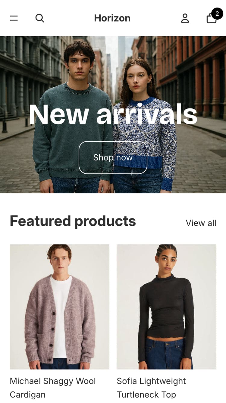 Shopify storefront collection view