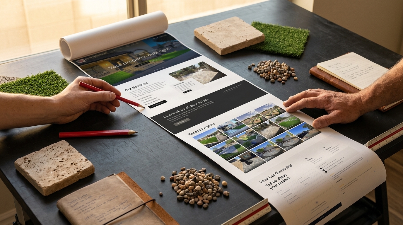 Reviewing the full AMW Hardscape homepage conversion plan